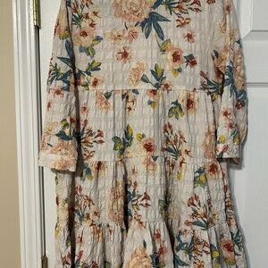 Zara Cream Floral Blouse with Pink & Blue Accents